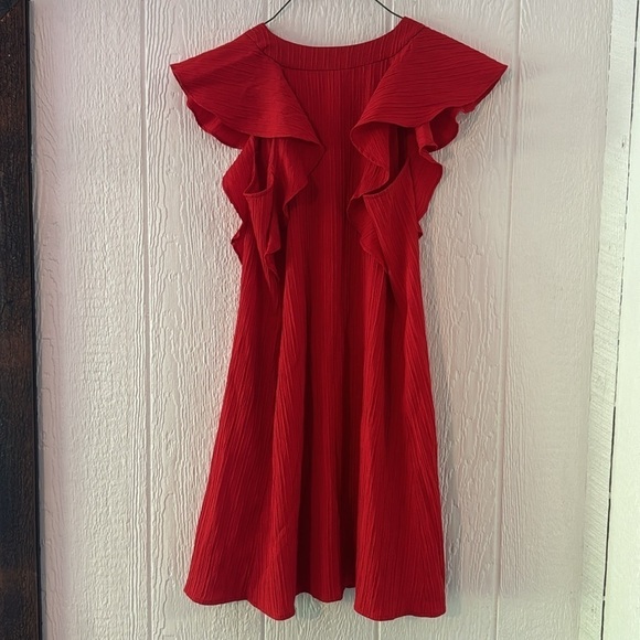 Red flutter sleeve dress size medium - Picture 7 of 8
